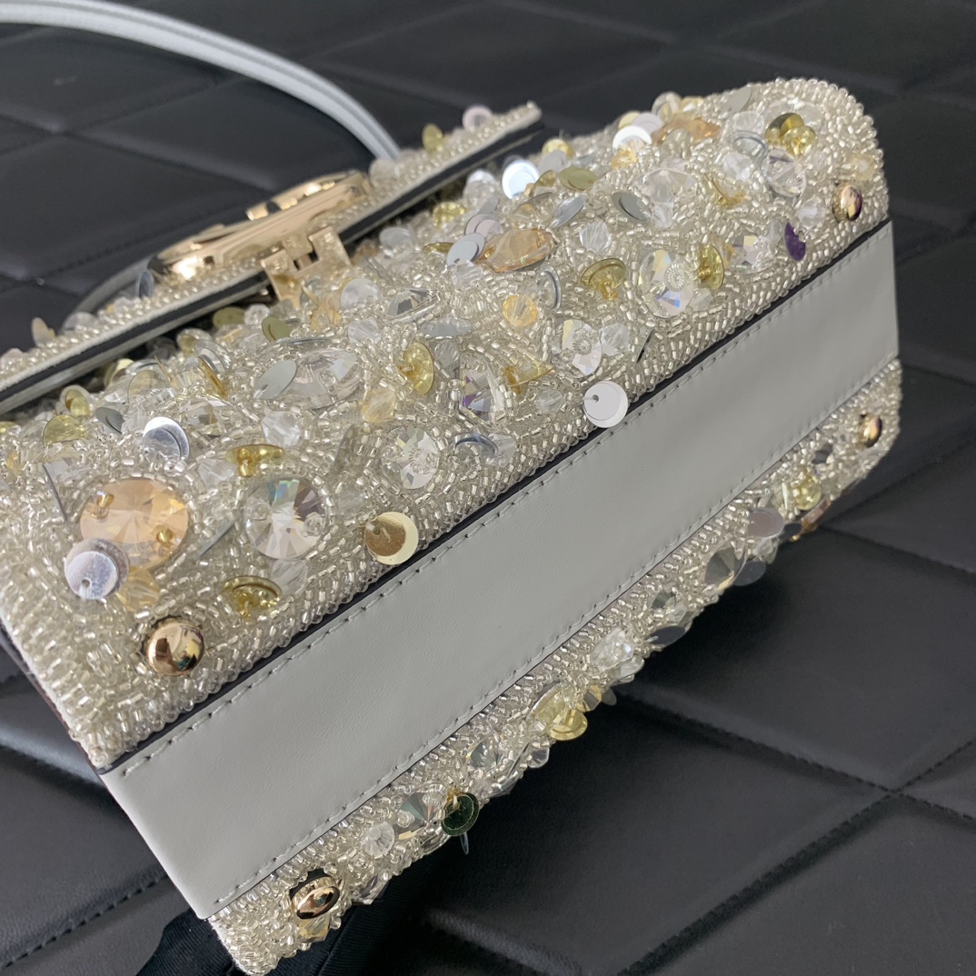 Valentino Garavani Vsling Mini Handbag Entirely Covered in Beige Rhinestones 